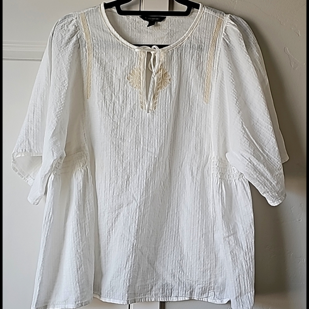 Banana Republic Tied Neck Elastic Sides Blouse